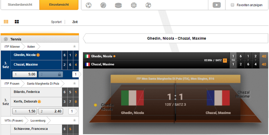 Bet3000 Livewetten-Bereich