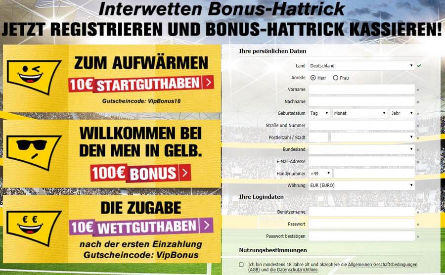 Screenshot Registrierung Interwetten