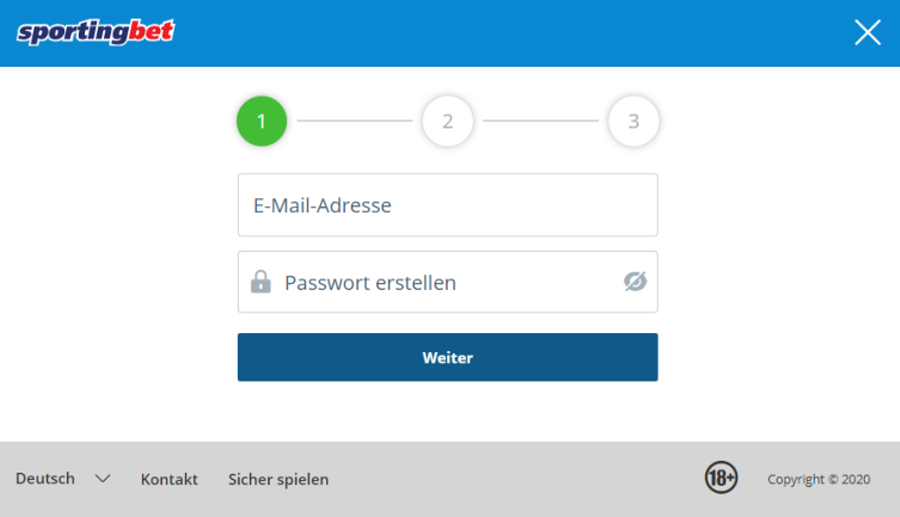 Registrierung bei Sportingbet