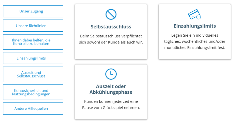 Spielsuchtprävention bei Sportingbet