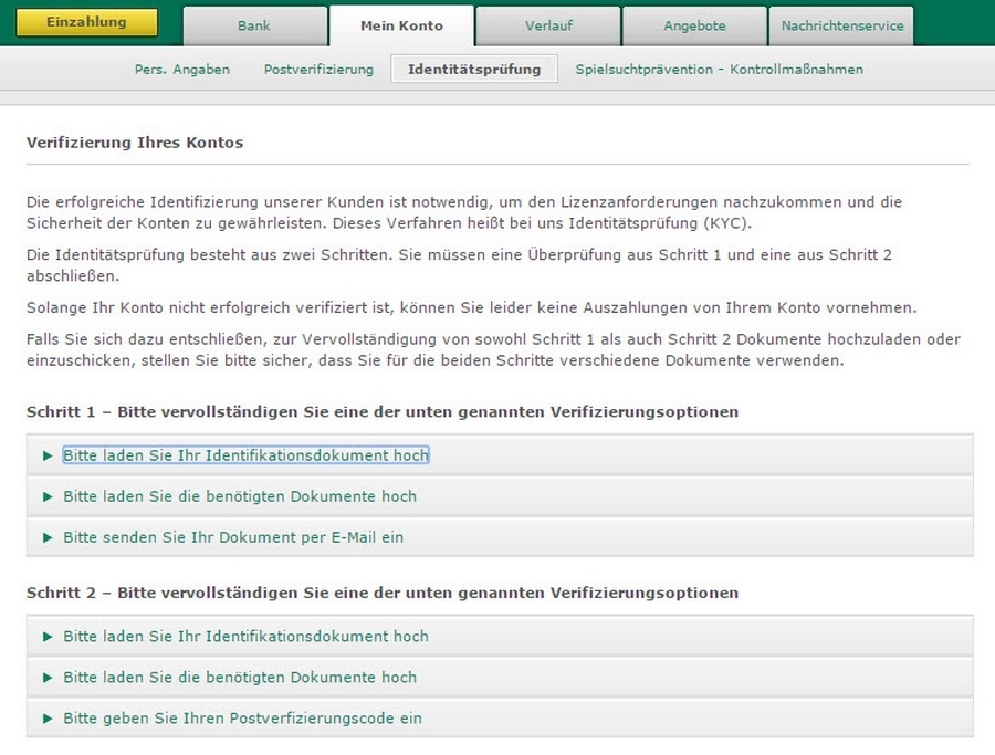 Screenshot Verifizierung bet365