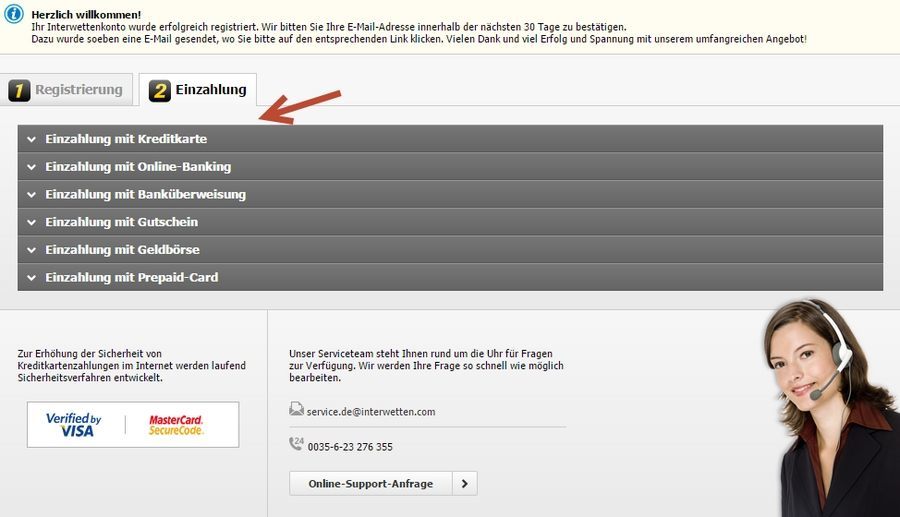 Screenshot Interwetten Einzahlung
