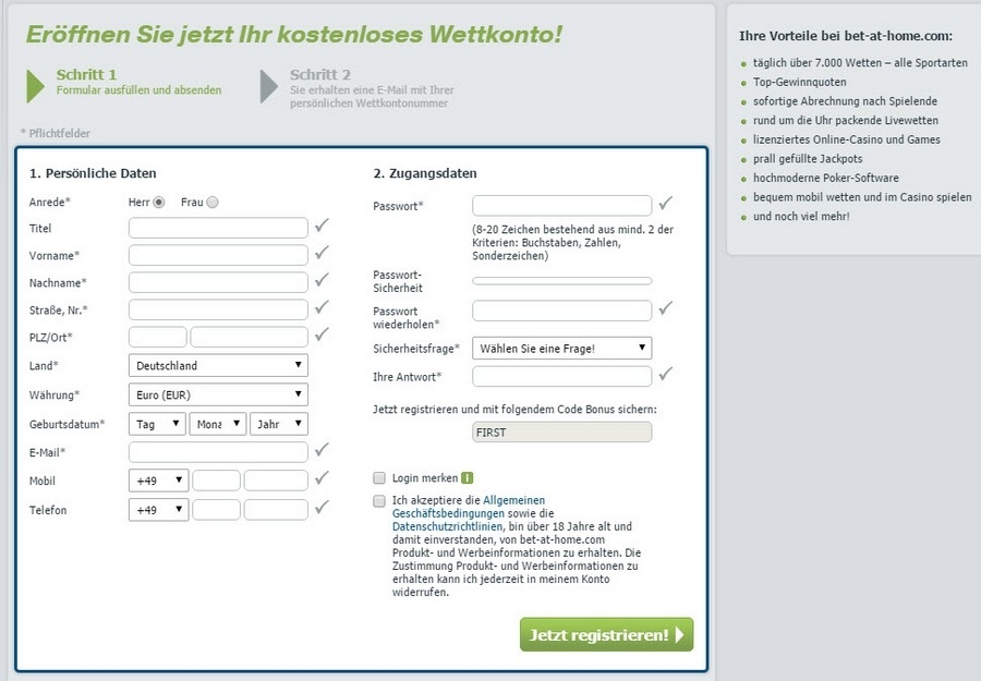 Screenshot bet-at-home Registrierung