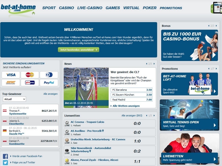 Screenshot bet-at-home Startseite