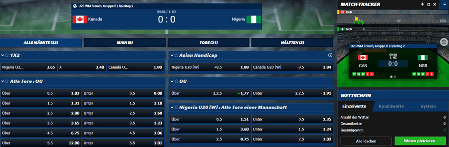 10Bet Livewetten-Bereich