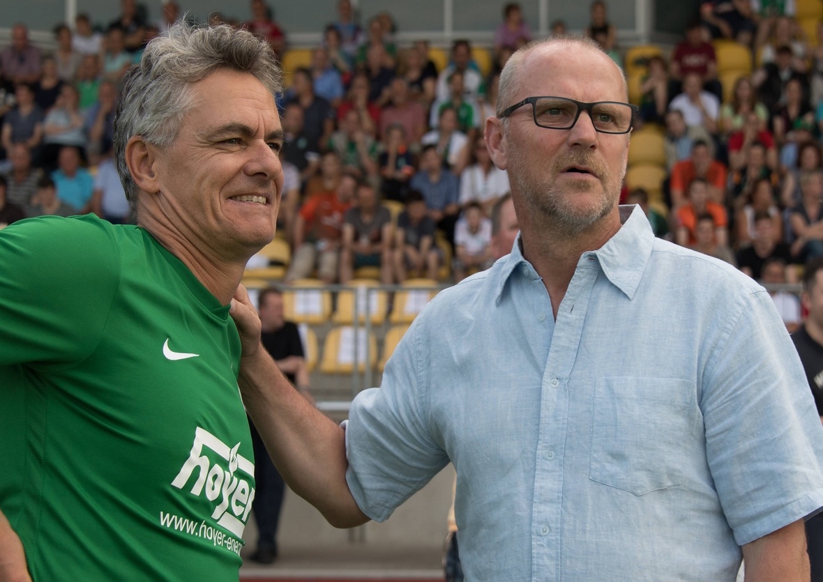 Rufer Schaaf Werder Bremen Bundesliga Wynton Rufer und Thomas Schaaf.