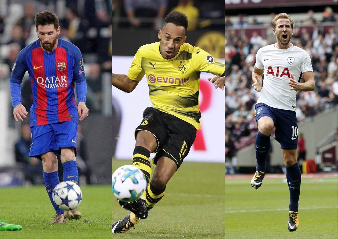 Lionel Messi, FC Barcelona, Pierre Emerick Aubameyang, BVB Dortmund, Harry Kane, Tottenham Hotspur Lionel Messi, Pierre Emerick Aubameyang und Harry Kane in Aktion