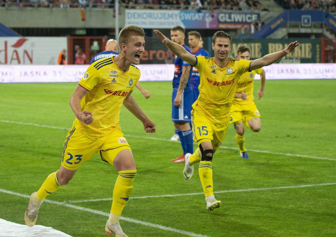 Zakhar Volkov, Maksim Skavysh, bate borisov, champions league quali Zakhar Volkov und Maksim Skavysh jubeln. Jetzt auf BATE vs Rosenborg wetten